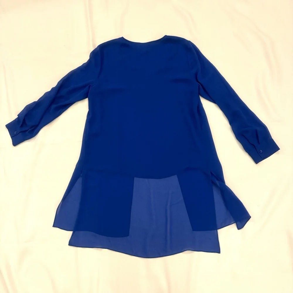 Chico’s long-form tunic split-front sheer Blouse Navy Blue Size:0